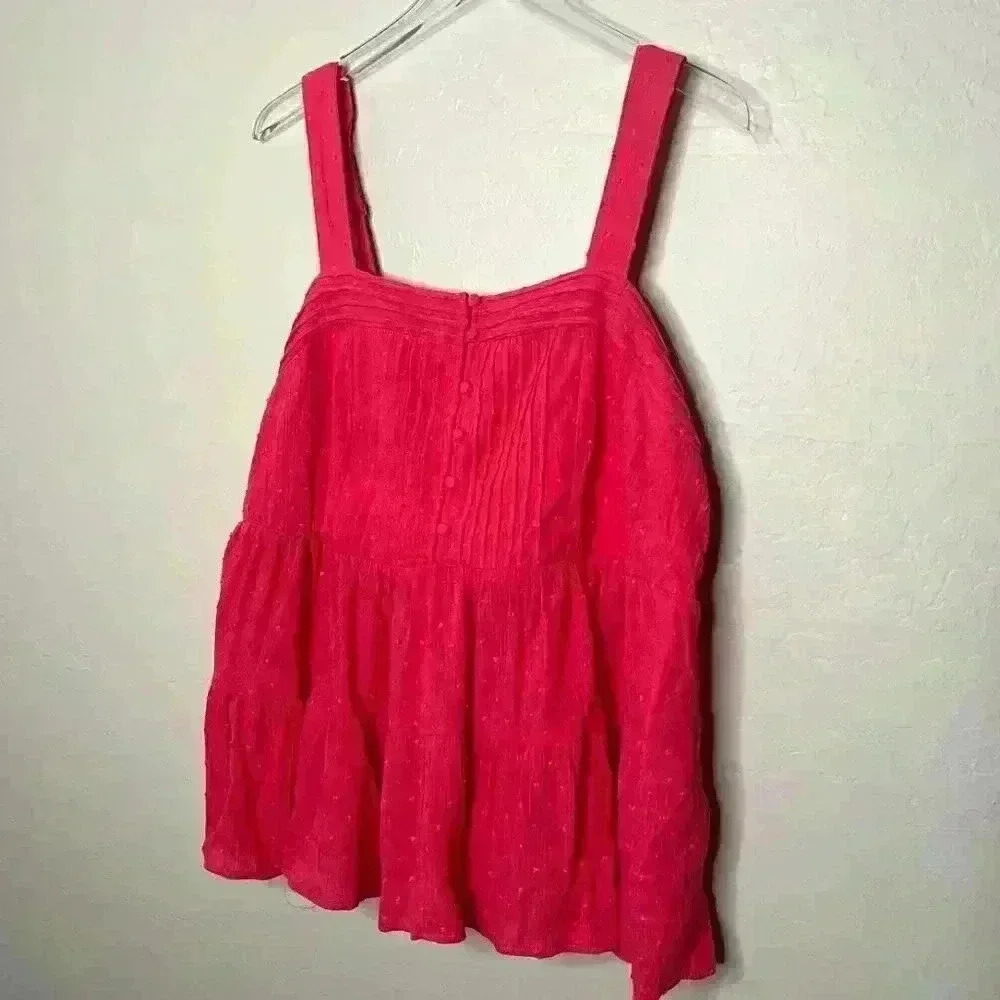 Torrid Swiss Dot Tiered Chiffon Tank Top Blouse 1 1X 14/16 - Picture 5 of 8